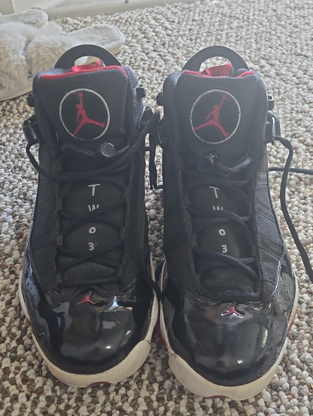 Nike Black and Red Air Jordan Retro Basketball Sneakers